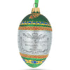 Glass 1900 Trans-Siberian Railway Royal Egg Glass Ornament 4 Inches in Green color Oval