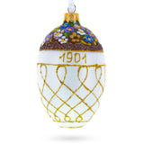Glass 1901 Basket of Flowers Royal Egg Glass Ornament 4 Inches in White color Oval