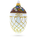 1901 Basket of Flowers Royal Egg Glass Ornament 4 Inches in White color Oval