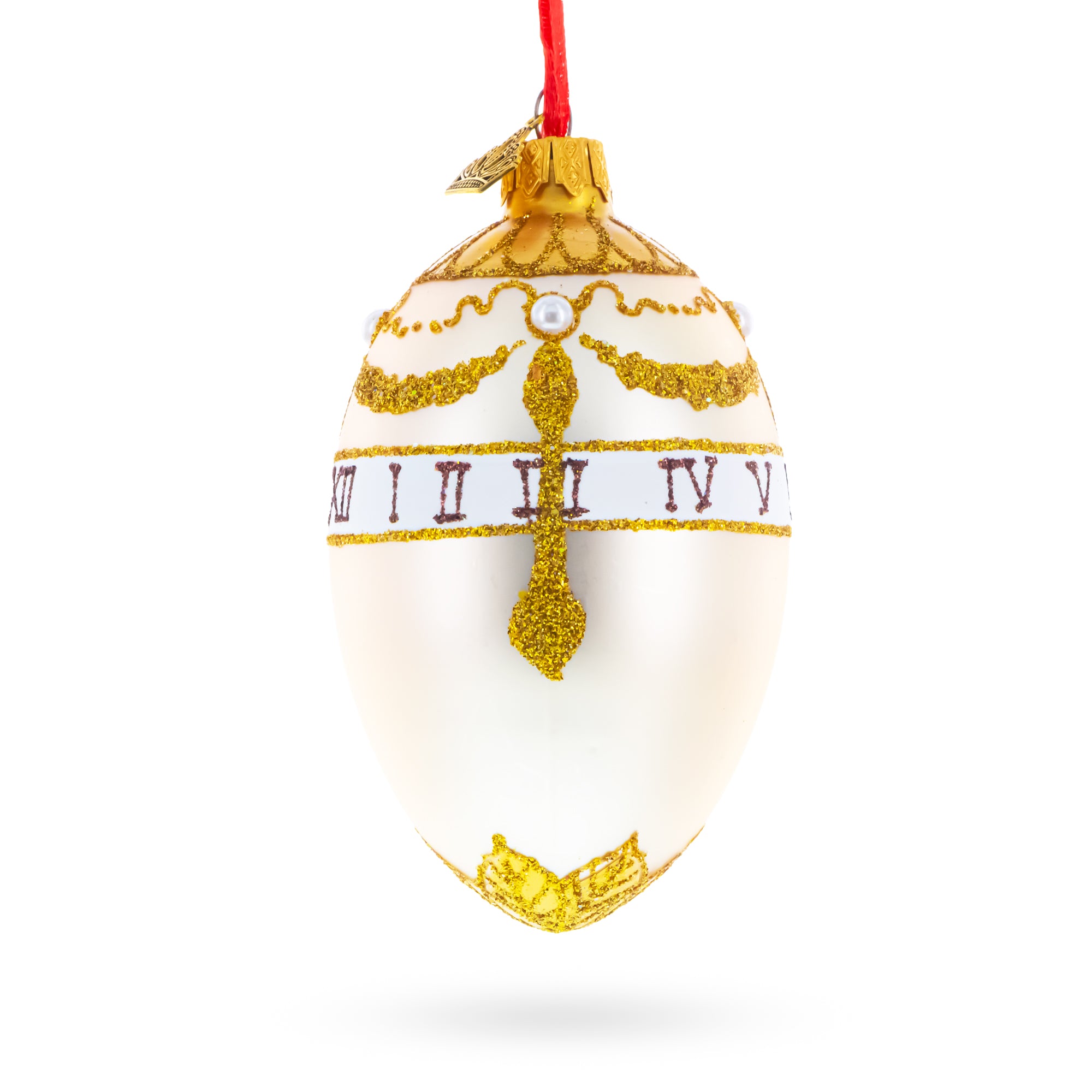 1902 Duchess of Marlborough Royal Egg Glass Ornament 4 Inches in White color Oval
