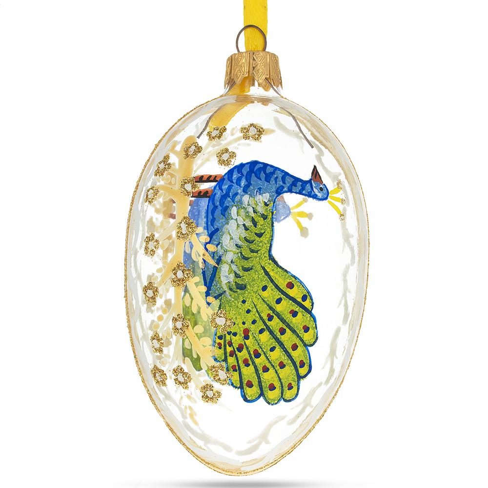 1908 Peacock Imperial Glass Egg Ornament 4 Inches in Clear color, Oval shape