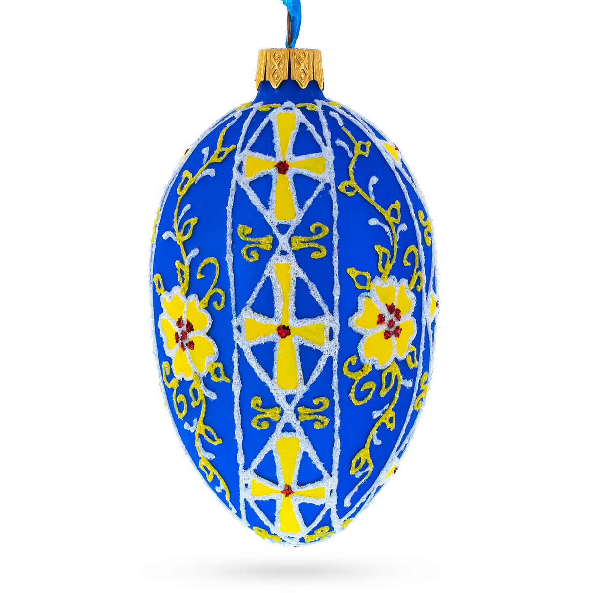 Buy Christmas Ornaments Glass Egg Flowers by BestPysanky Online Gift Ship