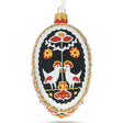 Two Roosters Ukrainian Glass Egg Ornament 4 Inches in Red color, Oval shape