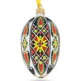Glass Traditional Ukrainian Pysanka Glass Egg Ornament 4 Inches in Multi color Oval