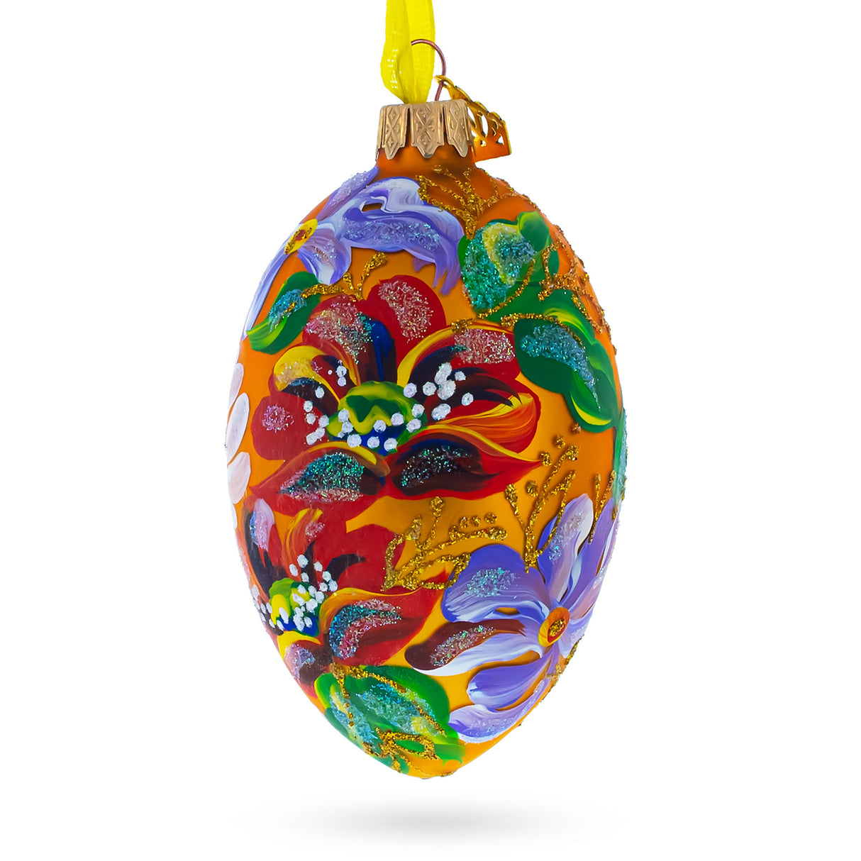 Buy Christmas Ornaments Glass Egg Flowers by BestPysanky Online Gift Ship