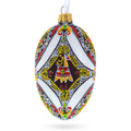 The Horse Ukrainian Glass Egg Ornament 4 Inches in Multi color Oval
