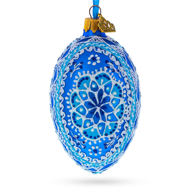 Spire Star Ukrainian Glass Egg Ornament 4 Inches in  color Oval