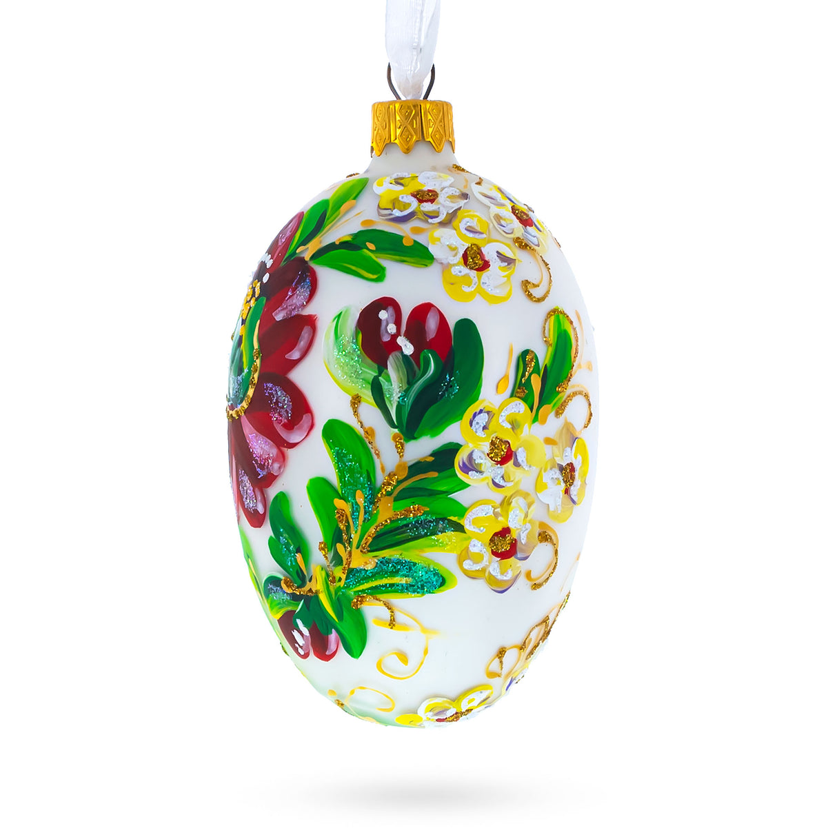 Buy Christmas Ornaments > Glass > Egg > Flowers by BestPysanky Online Gift Ship