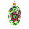 Glass Red Flowers On White Glass Egg Ornament 4 Inches in White color Oval