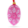White Star Ukrainian Glass Egg Ornament 4 Inches in Red color Oval