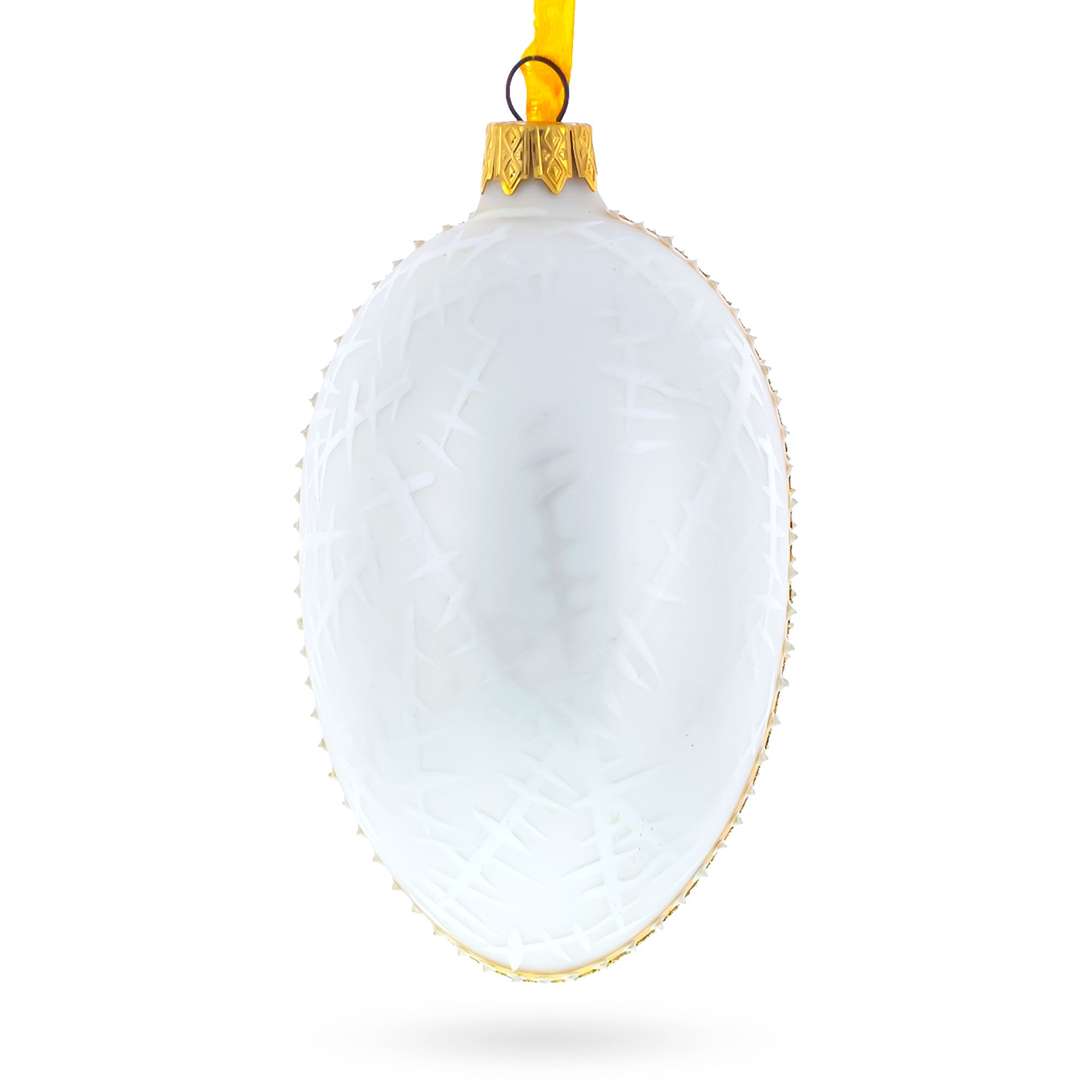 1913 Noble Ice Royal Egg Glass Ornament 4 Inches in White color Oval