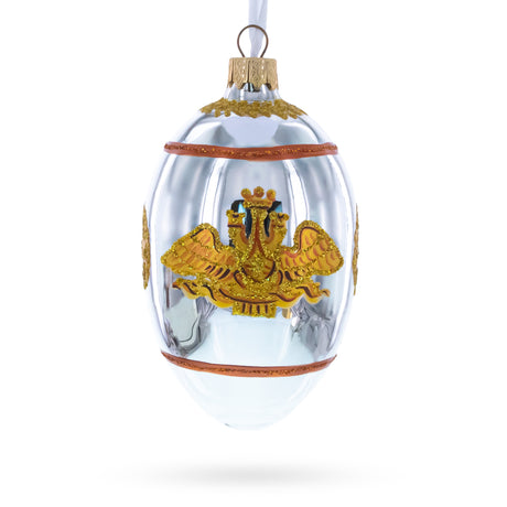 1916 Steel Military Royal Glass Egg Ornament 4 Inches in White color Oval