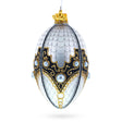 Mother Of Pearl on Gold Filigree Glass Ball Christmas Ornament 4 Inches in White color Oval