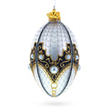 Mother Of Pearl on Gold Filigree Glass Ball Christmas Ornament 4 Inches in White color Oval