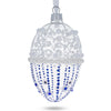 Pearls on Frosted Glass Egg Ornament 4 Inches in White color, Oval shape
