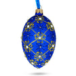 Jeweled Trellis On Blue Glass Egg Ornament 4 Inches in Blue color, Oval shape