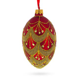White Trellis On Red Egg Glass Ornament 4 Inches in Red color, Oval shape
