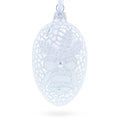 Winter Bells Egg Glass Ornament 4 Inches in White color Oval