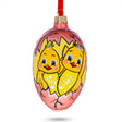 Two Chicks Egg Glass Ornament 4 Inches in Pink color, Oval shape