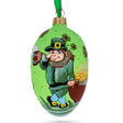 Happy St Patrick's Day Egg Glass Ornament 4 Inches in Green color, Oval shape