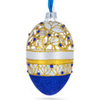 Golden Wines Jeweled Egg Glass Ornament 4 Inches in Blue color, Oval shape