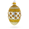 Gold Stars On Trellis Egg Glass Ornament 4 Inches in Gold color Oval