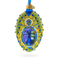 Peacock Glass Egg Ornament 4 Inches in Blue color Oval