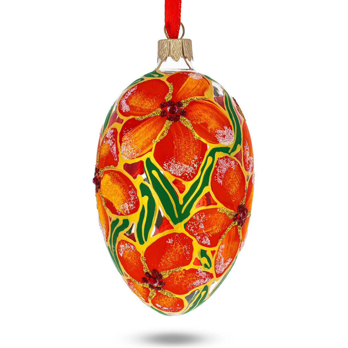 Buy Christmas Ornaments > Glass > Egg > Flowers by BestPysanky Online Gift Ship