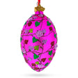 Vibrant Pink Heart Vines with 3D Roses Glass Egg Christmas Ornament 4 Inches in Red color Oval