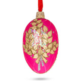 Golden Branches On Pink Glass Egg Ornament 4 Inches in Pink color, Oval shape