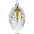 Chandeliers On White Glass Egg Ornament 4 Inches in White color, Oval shape