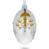 Chandeliers On White Glass Egg Ornament 4 Inches in White color, Oval shape