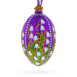 1898 Lilies Of The Valley In Purple Royal Egg Glass Ornament 4 Inches in Purple color Oval