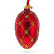 1897 Coronation In Red Royal Egg Glass Ornament 4 Inches in Red color, Oval shape