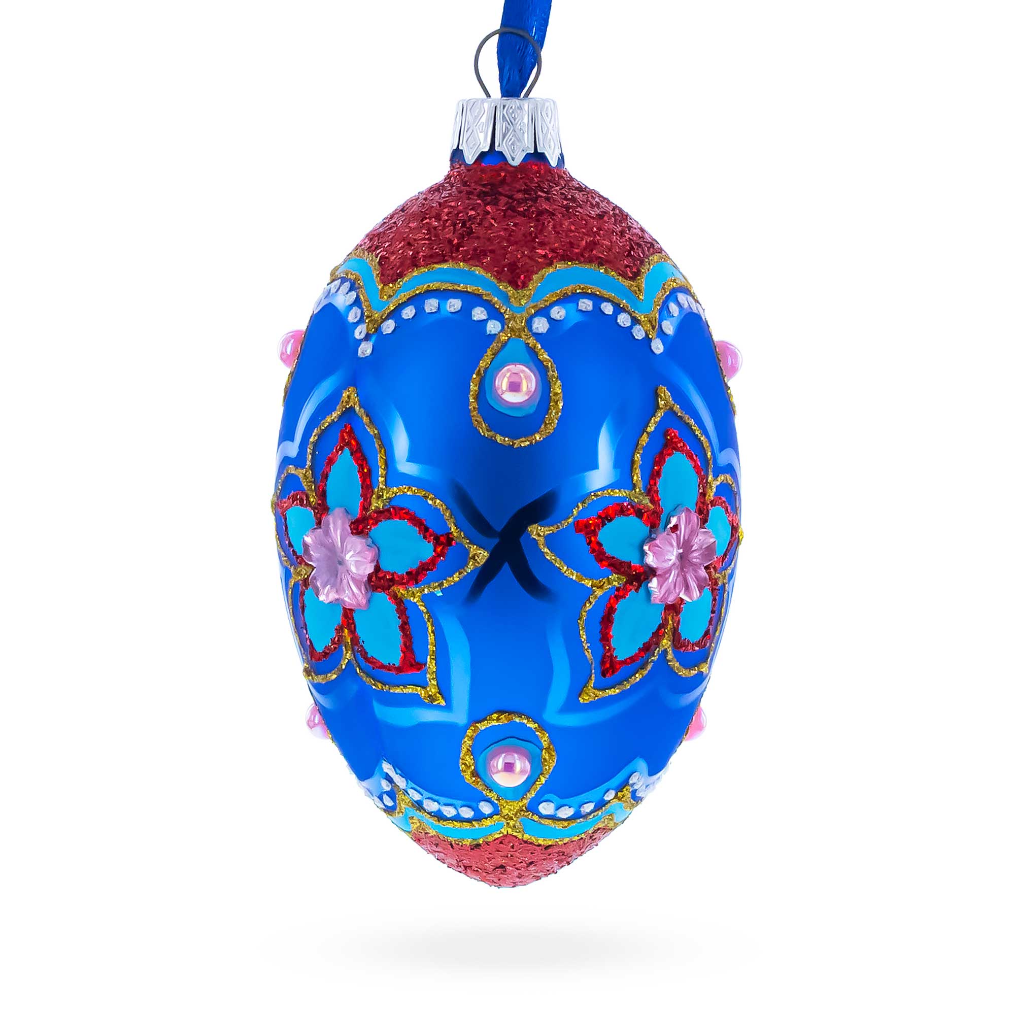 Buy Christmas Ornaments Glass Egg Flowers by BestPysanky Online Gift Ship