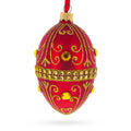 Jeweled Red Glass Egg Ornament 4 Inches in Red color Oval