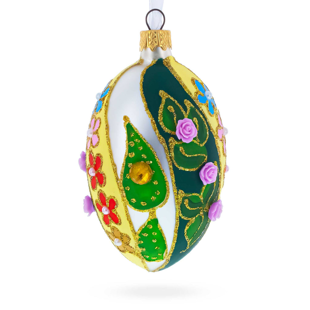 Buy Christmas Ornaments Glass Egg Flowers by BestPysanky Online Gift Ship