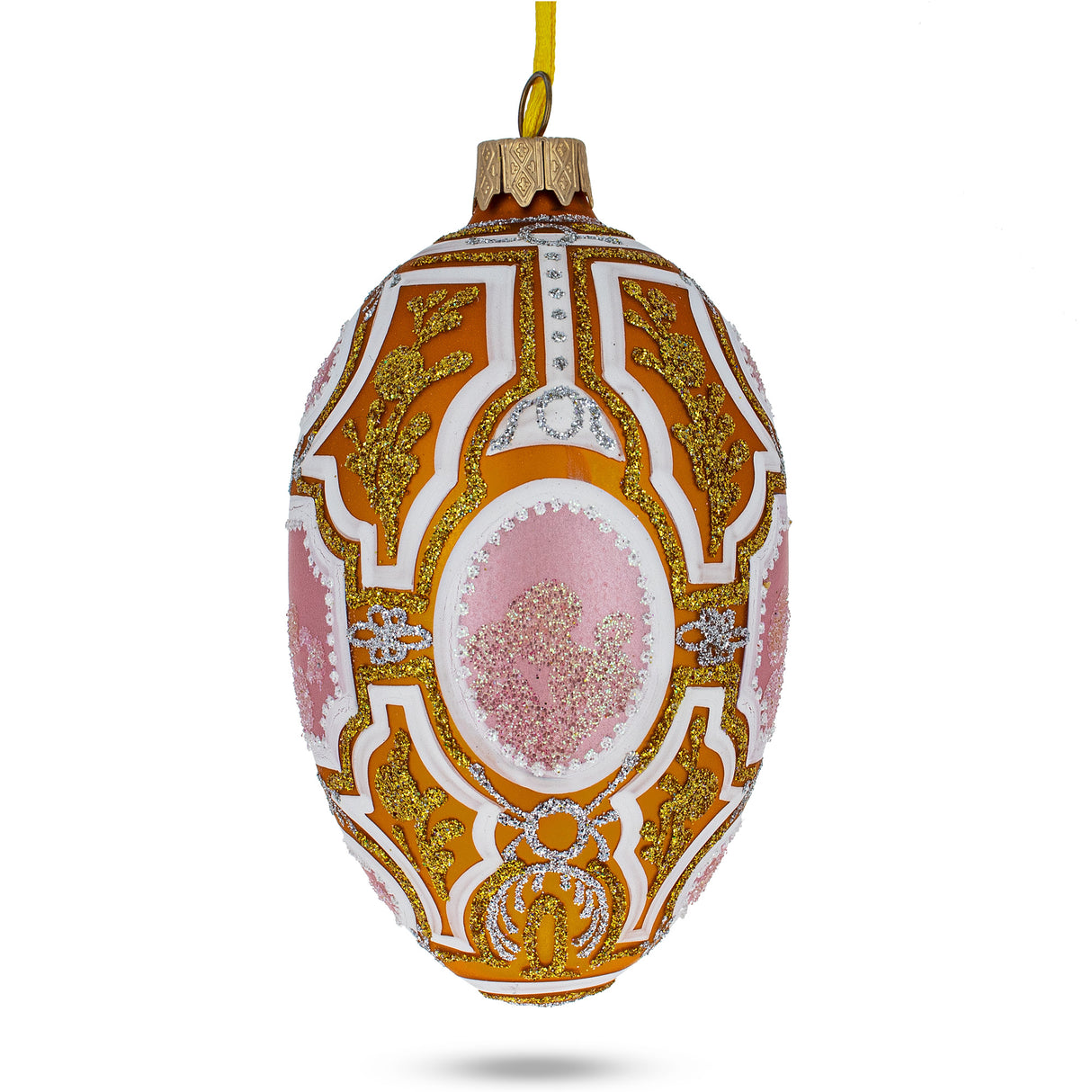 Glass 1914 Catherine the Great Royal Glass Egg Ornament 4 Inches in Gold color Oval
