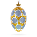 1913 Romanov Tercentenary Royal Glass Egg Ornament 4 Inches in Silver color Oval