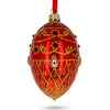 Glass Ruby Jewels on Glossy Red Glass Egg Ornament 4 Inches in Red color Oval