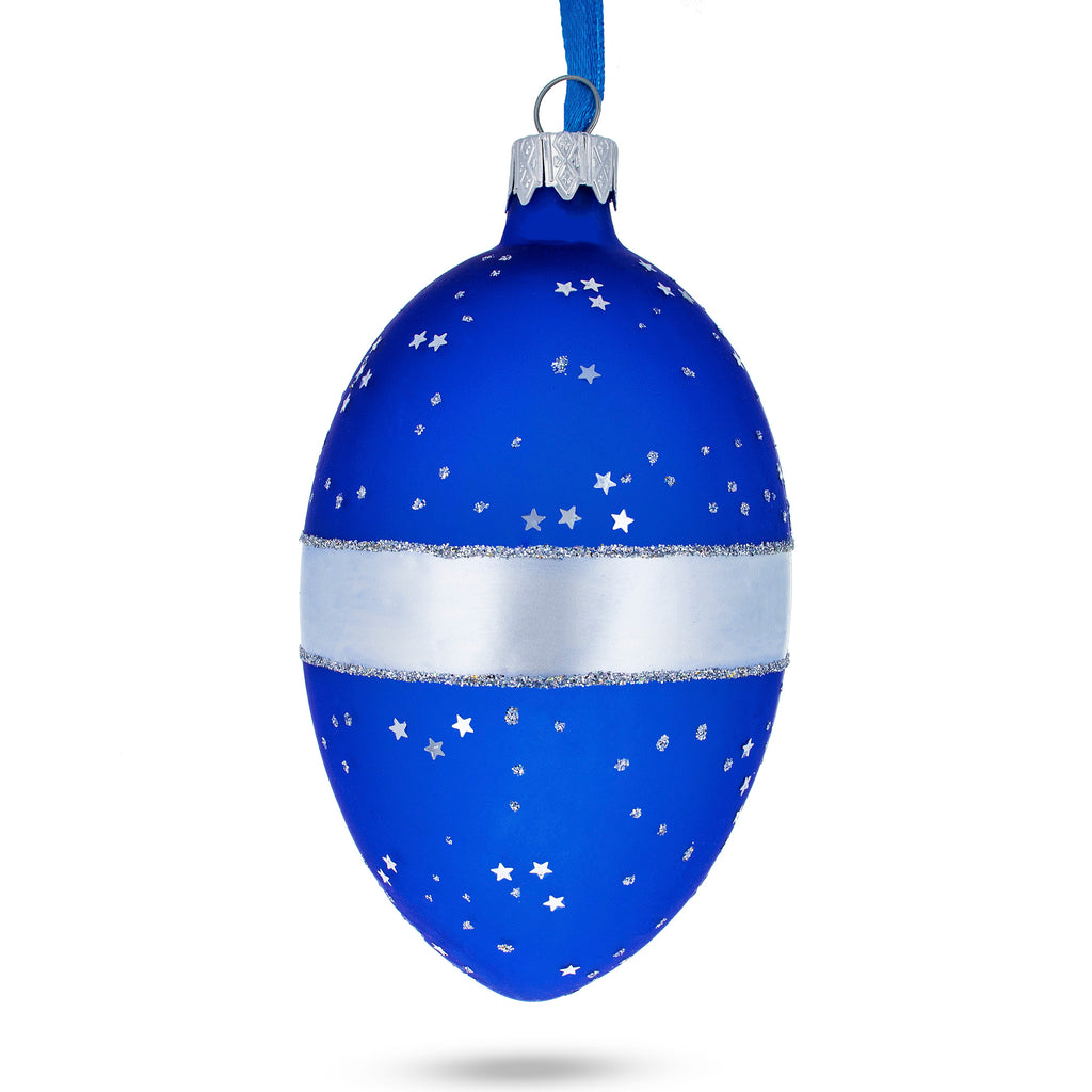 1917 Constellation Royal Glass Egg Ornament 4 Inches in Blue color Oval
