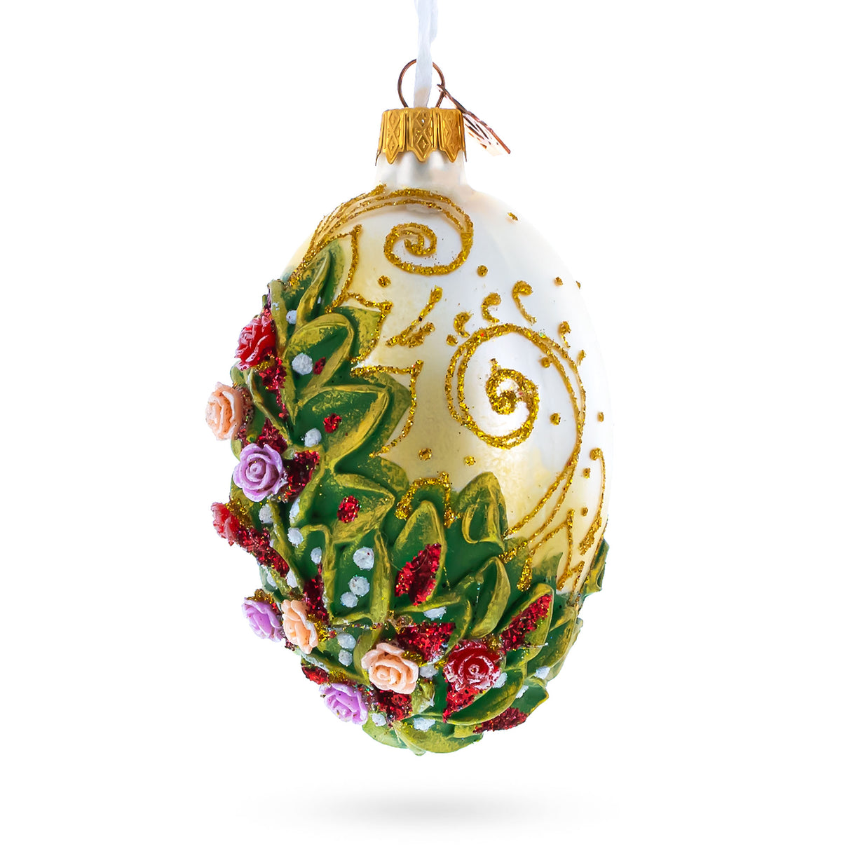 Buy Christmas Ornaments Glass Egg Flowers by BestPysanky Online Gift Ship