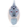 Louis-Francois Designer Jeweled Panther Glass Egg Christmas Ornament 4 Inches in Silver color Oval