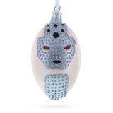 Louis-Francois Designer Jeweled Panther Glass Egg Christmas Ornament 4 Inches in Silver color Oval