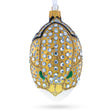 Louis-Francois Designer Jeweled Panther Glass Egg Christmas Ornament 4 Inches in Gold color, Oval shape