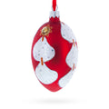 Florence Designer Jeweled Sea Shells Earrings Glass Egg Christmas Ornament 4 Inches in Red color Oval