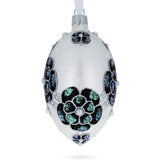 French Couturier Green Jeweled Pendant Necklace Glass Egg Christmas Ornament 4 Inches in White color, Oval shape