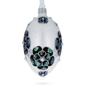 French Couturier Green Jeweled Pendant Necklace Glass Egg Christmas Ornament 4 Inches in White color Oval