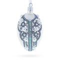 French Couturier Pearls on White Pendant Necklace Glass Egg Christmas Ornament 4 Inches in White color Oval
