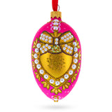 Italian Fashion House Pearl Buckle on Pink Glass Egg Christmas Ornament 4 Inches in Pink color Oval